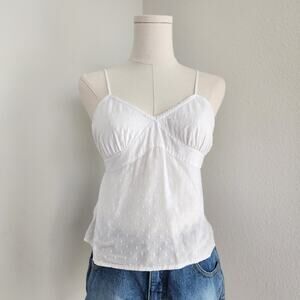 Vintage Y2K American Eagle White Cotton Clip Dot Cami Crop Top Thin Straps XS